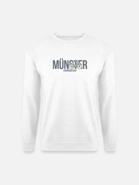 Münster Motiv 2 Fahrradstadt Typo mit Fahrrad - Unisex Pullover - Weiß