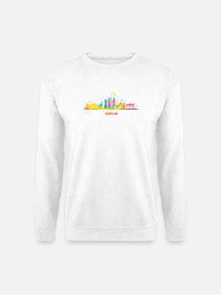 Skyline Bunt Berliner Stadtbild Berlin - Unisex Pullover - Weiß
