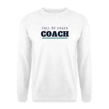 Coach College Schriftzug - Trainer Team Verein - Unisex Pullover - Weiß - Vorne - Alina (178cm) & Michal (187cm)