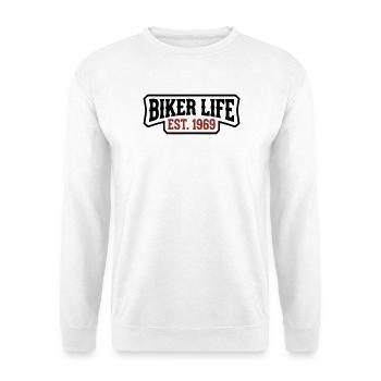 Biker Life Schriftzug Logo - Unisex Pullover - Weiß - Vorne
