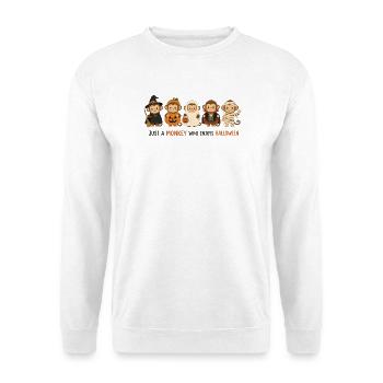Halloween-Affe - Unisex Pullover - Weiß - Vorne - Alina (178cm) & Michal (187cm)