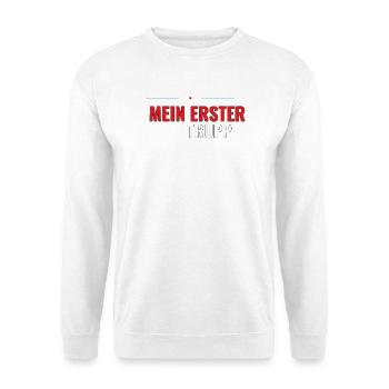 Mein erster Trupp – Geschenk Jugendfeuerwehr - Unisex Pullover - Weiß - Vorne - Alina (178cm) & Michal (187cm)