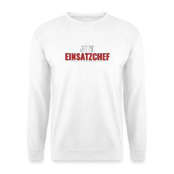 Trittfest – Shirt für Fahrradpendler Geschenkidee - Unisex Pullover - Weiß - Vorne - Alina (178cm) & Michal (187cm)