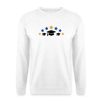 Doktorhuete Sterne Abschluss Logo - Unisex Pullover - Weiß - Vorne - Alina (178cm) & Michal (187cm)