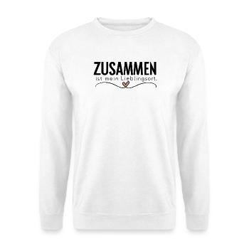 Zusammen ist mein Lieblingsort – Liebe - Unisex Pullover - Weiß - Vorne - Alina (178cm) & Michal (187cm)