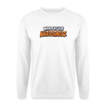 Wanderclub KnieSchmerz Wanderer Wandern - Unisex Pullover - Weiß - Vorne - Alina (178cm) & Michal (187cm)