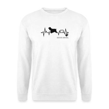 Cocker Spaniel Heartbeat Pulse ECG Dog Gift - Unisex Sweatshirt - white - Front