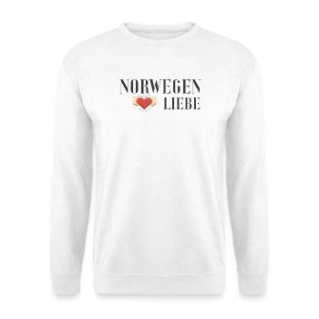 Norwegen Liebe Herzflügel - Unisex Pullover - Weiß - Vorne - Alina (178cm) & Michal (187cm)