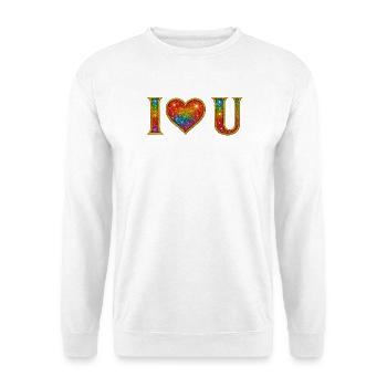 Ich liebe dich | Regenbogen-Glitzer-Herz-Liebes-Design - Unisex Pullover - Weiß - Vorne