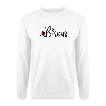 Cœur Rouge Bisous ligne Minimale Noire - Sweat-shirt Unisexe - blanc - Devant