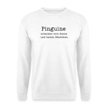 Science Snack Typewriter: Pinguine schenken sich  - Unisex Pullover - Weiß - Vorne