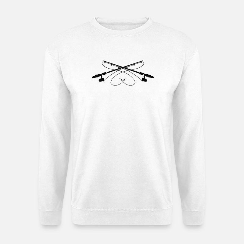 Kreuzende Angelruten Silhouette - Unisex Pullover - Weiß
