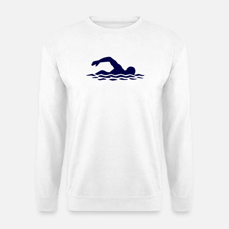 Schwimmer-Silhouette im Wasser - Unisex Pullover - Weiß