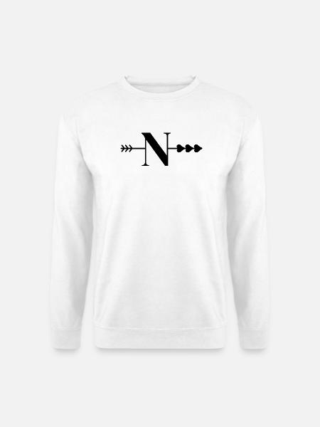 Buchstabe n Pfeil Herz - Unisex Pullover - Weiß