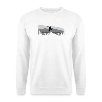 Snowboarder Silhouette – Snowboard-Liebhaber-Fahrt - Unisex Pullover - Weiß - Vorne - Alina (178cm) & Michal (187cm)