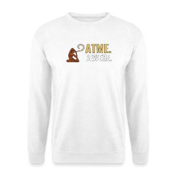 Atme. Bewege. – Rutschfeste Yoga-Fans – Yoga. - Unisex Pullover - Weiß - Vorne - Alina (178cm) & Michal (187cm)