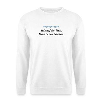 Salz auf der Haut, Sand in den Schuhen – Nordsee - Unisex Pullover - Weiß - Vorne - Alina (178cm) & Michal (187cm)