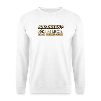 Kalorien zählen nicht - es ist Weihnachten - Unisex Pullover - Weiß - Vorne - Alina (178cm) & Michal (187cm)