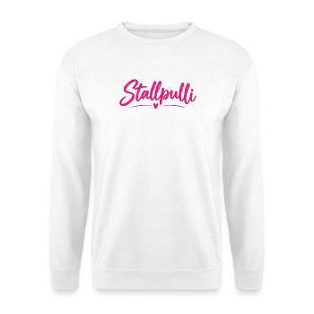Stallpulli - Pferd - Reiterin - Stall - Pullover - Unisex Pullover - Weiß - Vorne - Alina (178cm) & Michal (187cm)