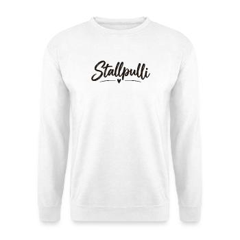 Stallpulli - Pferd - Reiterin - Stall - Pullover - Unisex Pullover - Weiß - Vorne - Alina (178cm) & Michal (187cm)