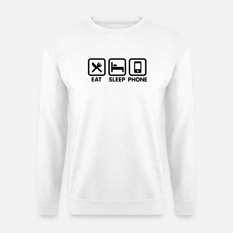 eating sleeping phone - Unisex Sweatshirt - white