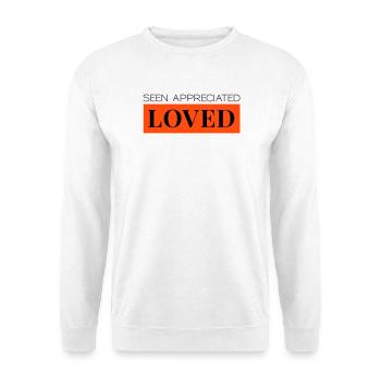 Seen Appreciated Loved zweifarbig - Unisex Pullover - Weiß - Vorne