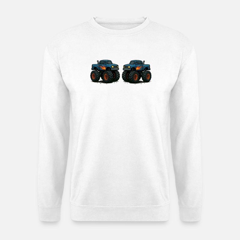 MonsterTruck Flammen Cruiser - Unisex Pullover - Weiß