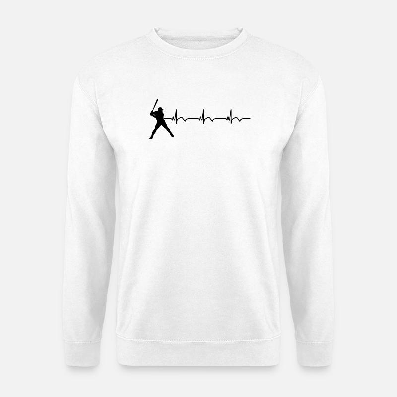 Baseball EKG Herzschlag Baseballschläger - Unisex Pullover - Weiß