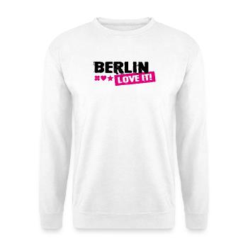 Berlin Love It Pink Stamp - Unisex Pullover - Weiß - Vorne