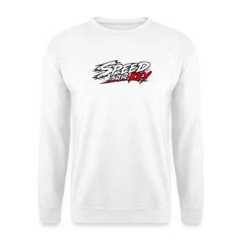 EK-Spruch: Speed is the key - Unisex Pullover - Weiß - Vorne - Alina (178cm) & Michal (187cm)