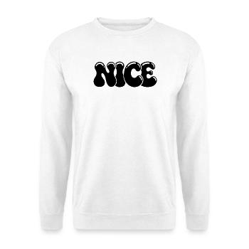SCHÖNE schwarze glänzende Tippfehlerblasen - Unisex Pullover - Weiß - Vorne - Alina (178cm) & Michal (187cm)