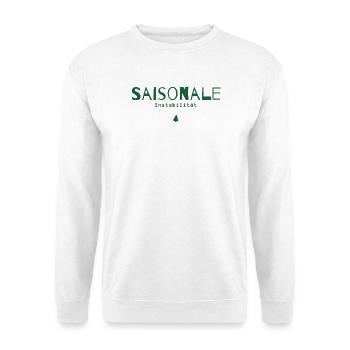 Saisonale Instabilität – Weihnachtsstatement - Unisex Pullover - Weiß - Vorne - Alina (178cm) & Michal (187cm)