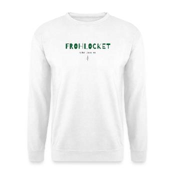 Frohlocket oder lass es – Weihnachtsstatement - Unisex Pullover - Weiß - Vorne - Alina (178cm) & Michal (187cm)