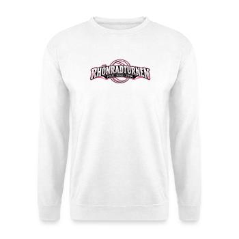 Rhönradturnen Neon Logo - Unisex Pullover - Weiß - Vorne - Alina (178cm) & Michal (187cm)