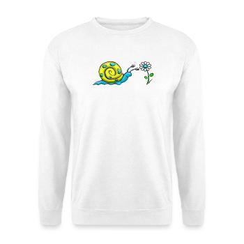 Schnecke mit Blume - Unisex Pullover - Weiß - Vorne