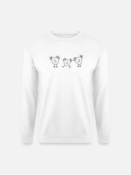 Hühner Huhn Henne minimal schlichtes Hühner Design - Unisex Pullover - Weiß