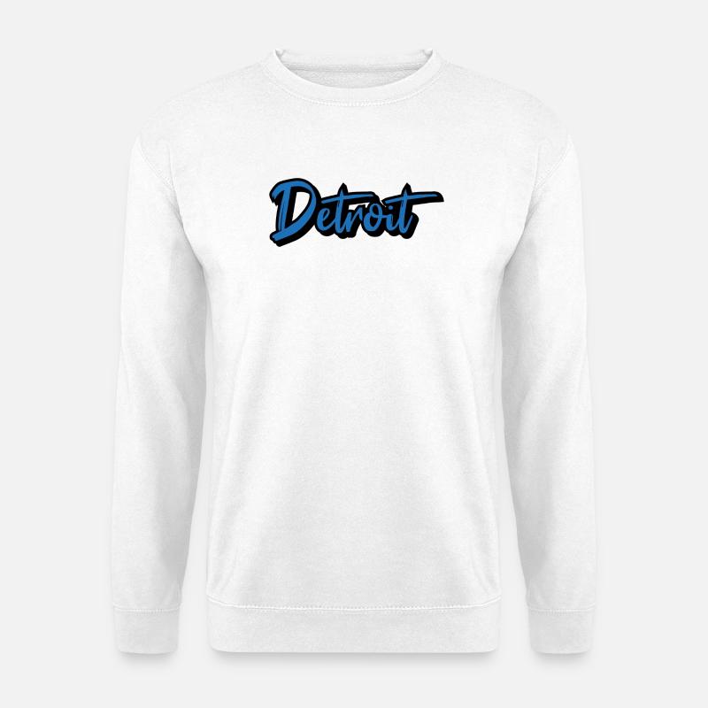 Detroit Script Blau - Unisex Pullover - Weiß