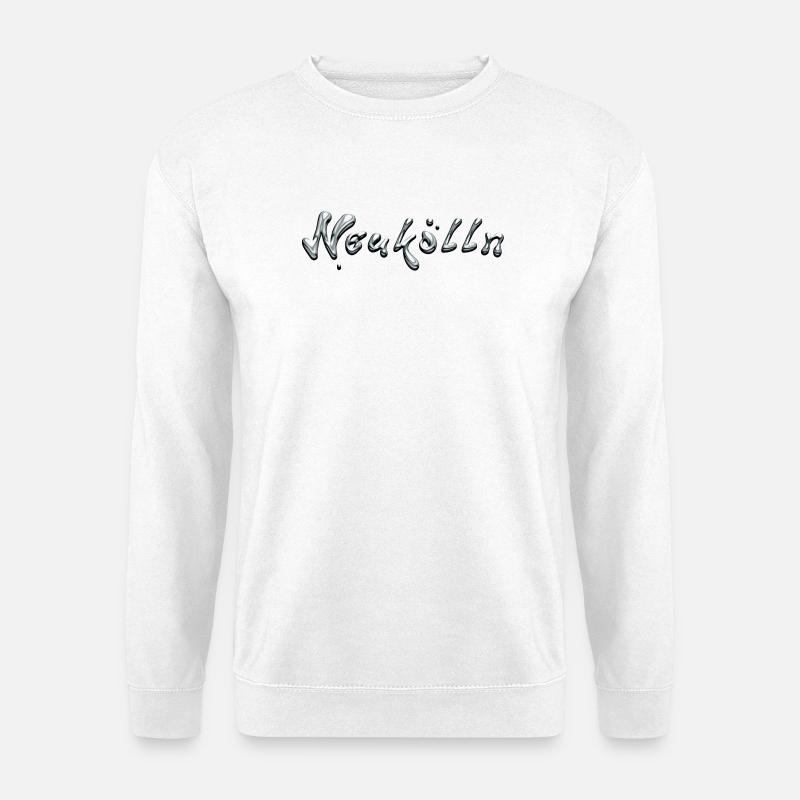 Neukölln Metallic Schrift - Unisex Pullover - Weiß