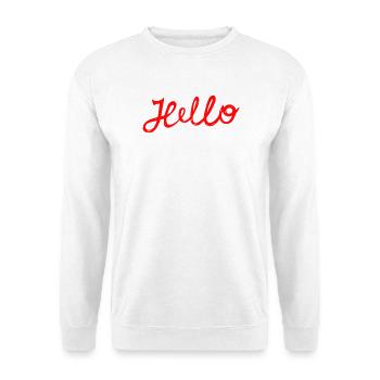 Hello  Begrüßung - Unisex Pullover - Weiß - Vorne - Alina (178cm) & Michal (187cm)