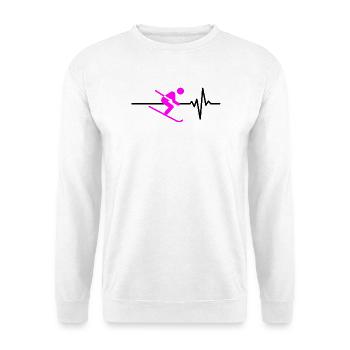 SKI BATTEMENT DE CŒUR SCULPTURE ROSE DES SPORTS D’HIVER - Sweat-shirt Unisexe - blanc - Devant