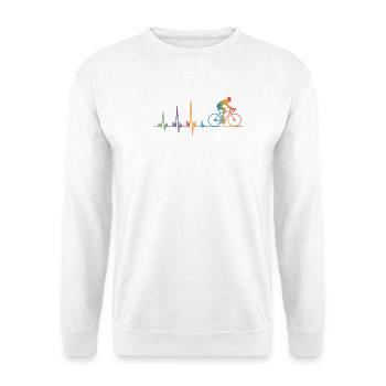 Cyclist Heartbeat ECG Colorful racing cyclist - Unisex Sweatshirt - white - Front