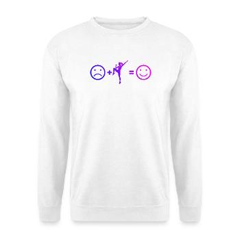 Cardio-Workout Geschenk für eine Aerobic-Trainerin - Unisex Pullover - Weiß - Vorne - Alina (178cm) & Michal (187cm)