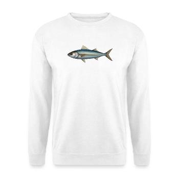 Azure Silver Fish Illustration - Unisex Pullover - Weiß - Vorne - Alina (178cm) & Michal (187cm)