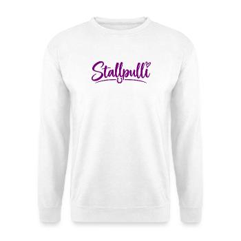 Stallpulli - Pferd - Reiterin - Stall - Pullover - Unisex Pullover - Weiß - Vorne - Alina (178cm) & Michal (187cm)