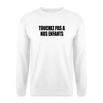 Ne touchez pas à nos enfants  - Unisex Pullover - Weiß - Vorne - Alina (178cm) & Michal (187cm)