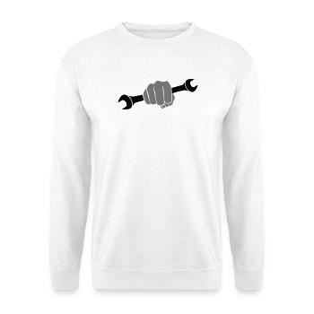 Clé à molette poing - Sweat-shirt Unisexe - blanc - Devant
