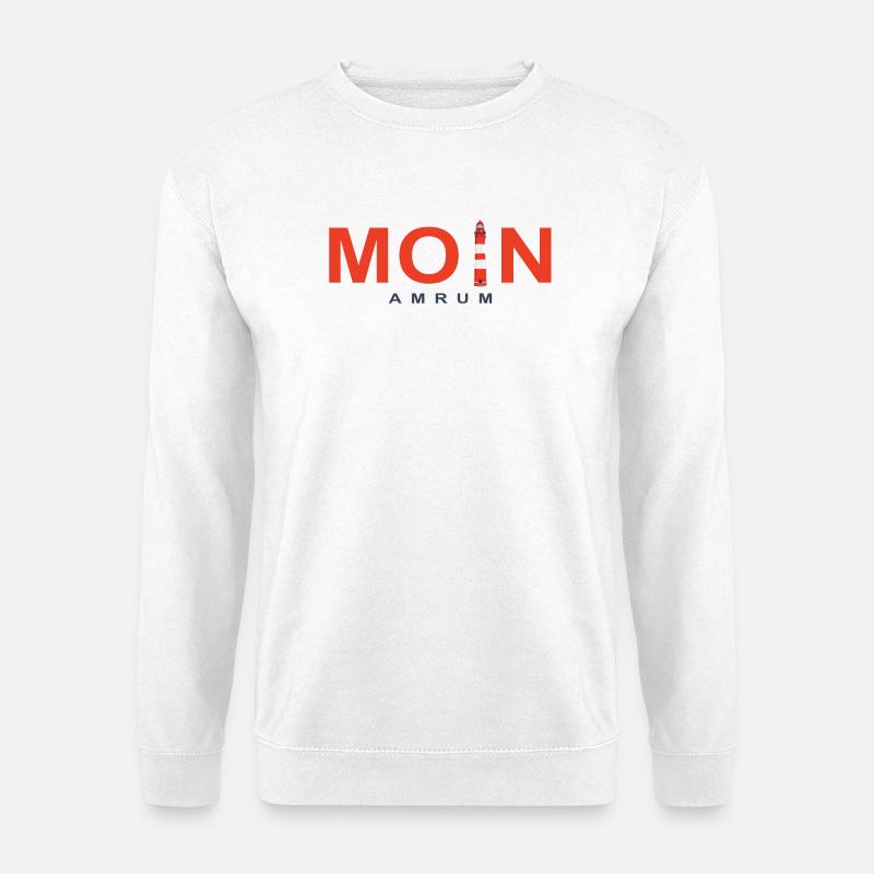 Moin Amrum, Leuchtturm Amrum, Nordsee, Deutschland - Unisex Pullover - Weiß