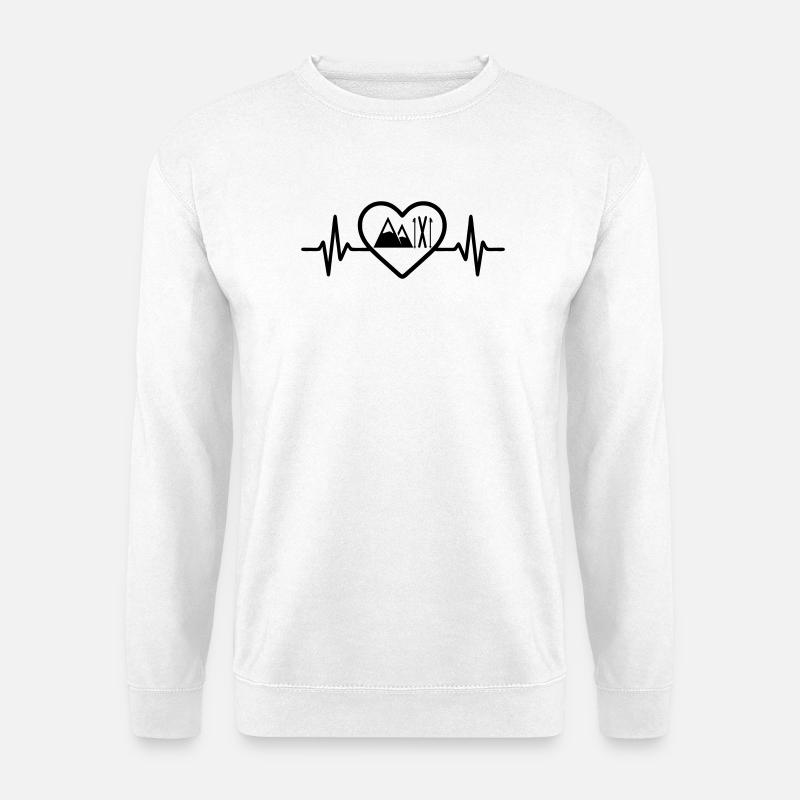Skifahren Berge Herz - Unisex Pullover - Weiß