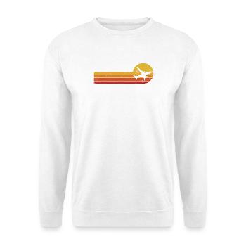 Flugzeug Pilot Retro Luftfahrt Flugverkehr Flieger - Unisex Pullover - Weiß - Vorne - Alina (178cm) & Michal (187cm)