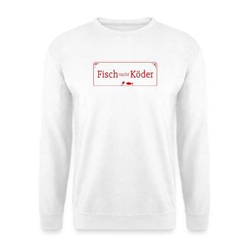 Fisch sucht Köder Vintage Angeln - Unisex Pullover - Weiß - Vorne